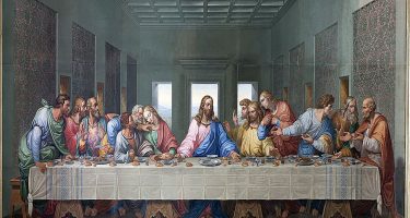 Vienna - Mosaic of Last supper of Jesus by Giacomo Raffaelli from year 1816 as copy of Leonardo da Vinci work on January 15. 2013 in VIenna.